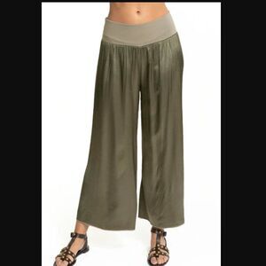 Hard Tail Flat Waist Satin Flow Cropped Pants L